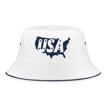 United States Map with Stars - Bucket Hat - white/navy - Front