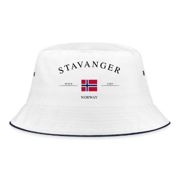 Stavanger Norwegen – Urlaub Souvenir & Geschenk - Bucket Hat - Weiß/Navy - Vorne