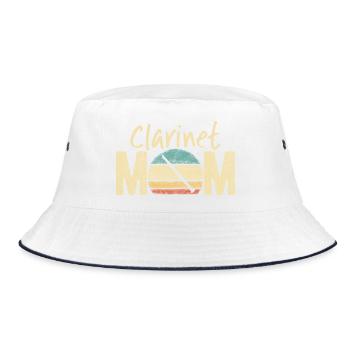 Clarinet Mom Retro Vintage Marching Band Design - Bucket Hat - white/navy - Front