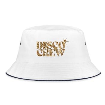 Disco Crew Glitzer Gold Logo - Bucket Hat - Weiß/Navy - Vorne