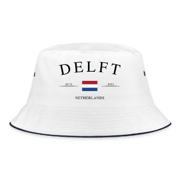 Delft Niederlande – Urlaub Souvenir & Geschenk - Bucket Hat - Weiß/Navy - Vorne