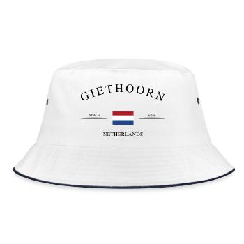 Giethoorn Niederlande – Urlaub Souvenir & Geschenk - Bucket Hat - Weiß/Navy - Vorne