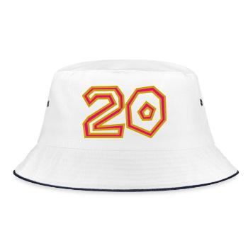 20. 20. JAHRESTAG. 20-JÄHRIGES JUBILÄUM. 20 JAHRE. - Bucket Hat - Weiß/Navy - Vorne