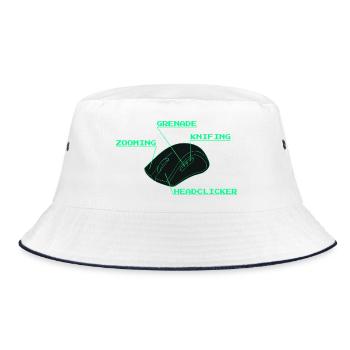 Headclicker Gaming Blueprint Neon Design - Bucket Hat - Weiß/Navy - Vorne