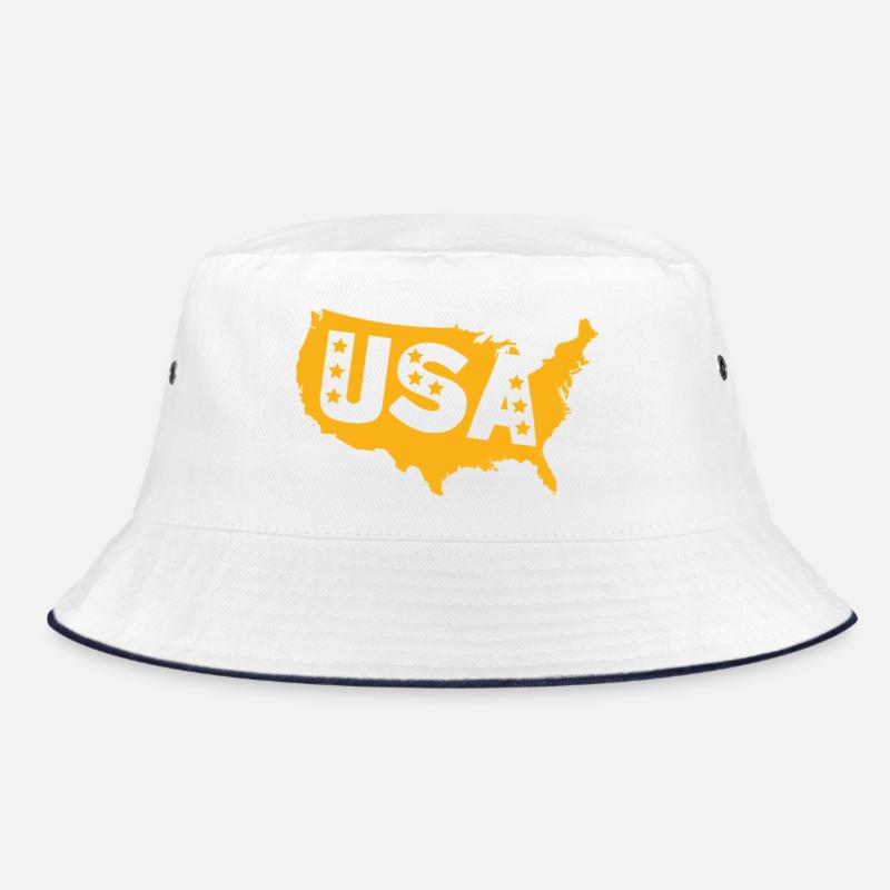 USA Map Emblem with Stars Bucket Hat