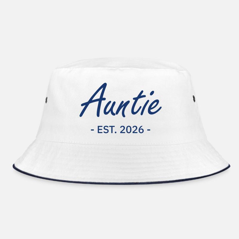 Auntie Script is 2026 - Bucket Hat - white/navy