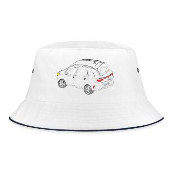Vintage Car Colorless Drawn - Bucket Hat - white/navy - Front