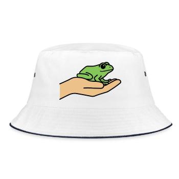 Grenouille mignonne à la main | Amoureux de la nature et des animaux - Bob - blanc/marine - Devant