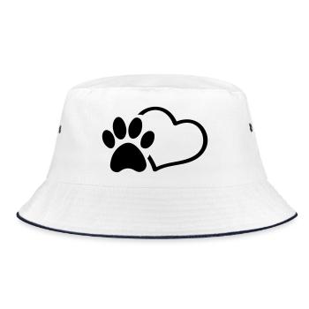 Paw Heart - Bucket Hat - white/navy - Front