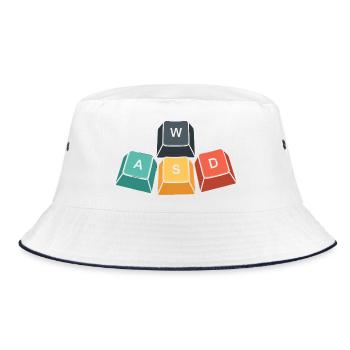 WASD Keyboard Funny Gaming Gift Gamer - Bucket Hat - white/navy - Front