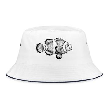 Clownfisch - Bucket Hat - Weiß/Navy - Vorne