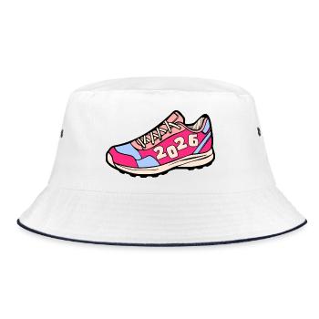 LAUFEN 2026 - Bucket Hat - Weiß/Navy - Vorne