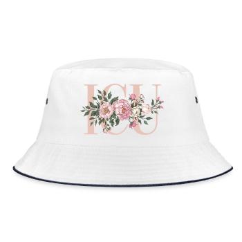 Rose Petal Frame Love - Bucket Hat - white/navy - Front