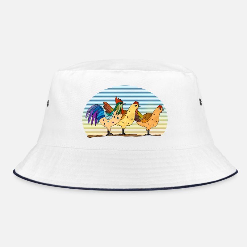 Rooster and chickens Bucket Hat