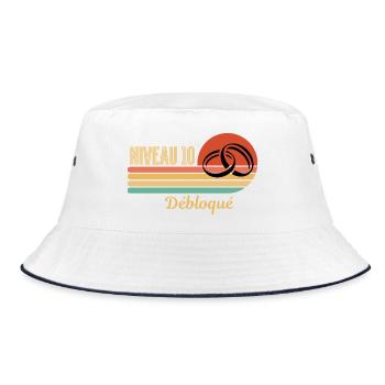 Brautmutt-Hochzeit – 10 Jahre Ehe - Bucket Hat - Weiß/Navy - Vorne