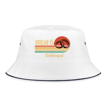 Level 15 Unlocked Retro Graphic Design - Bucket Hat - white/navy - Front