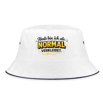 Heute bin ich als NORMAL verkleidet - Bucket Hat - Weiß/Navy - Vorne
