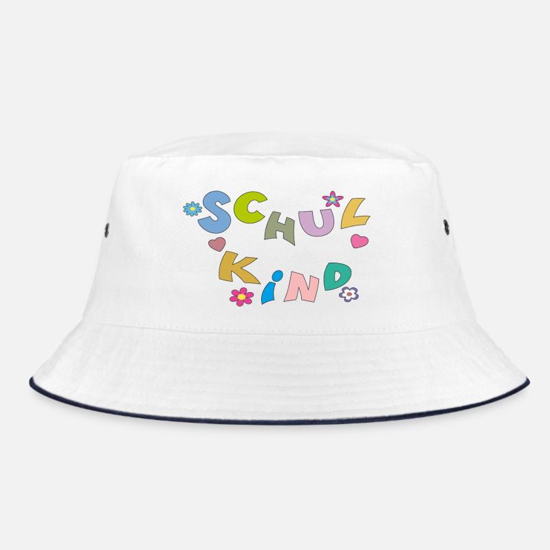 Bunte Schulkind Buchstaben - Bucket Hat - Weiß/Navy