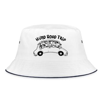Hund Road Trip Lustiges Hunde Auto Ausflug Design - Bucket Hat - Weiß/Navy - Vorne