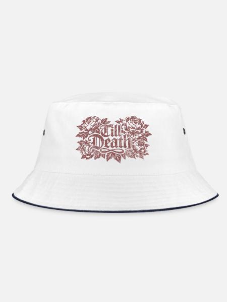 Till Death Florale Gothic | Valentins Tag - Bucket Hat - Weiß/Navy - Vorne