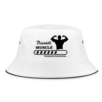 soon to be muscular - Bucket Hat - white/navy - Front