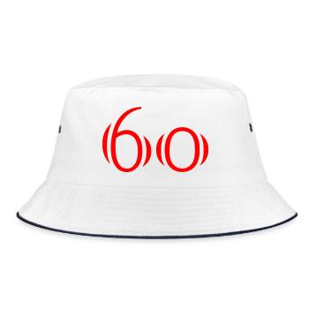 60. 60 JAHRE. 60-JÄHRIGES JUBILÄUM. 60. GEBURTSTAG. - Bucket Hat - Weiß/Navy - Vorne