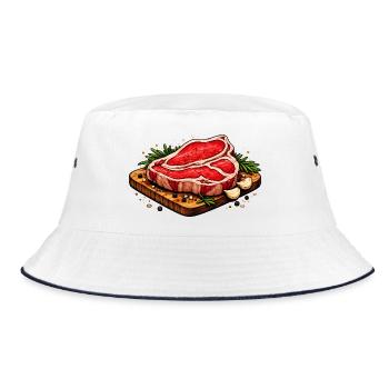 Illustration de steak juteux - Bob - blanc/marine - Devant