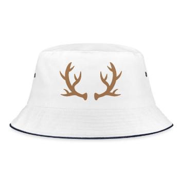 Brown Deer Antlers Silhouette - Bucket Hat - white/navy - Front