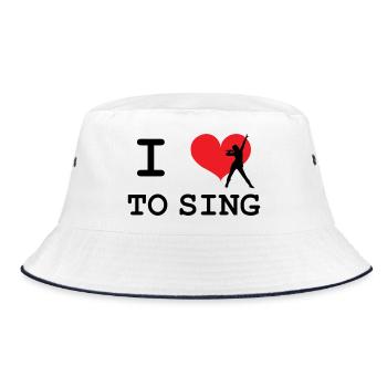 I love to sing - Bucket Hat - white/navy - Front