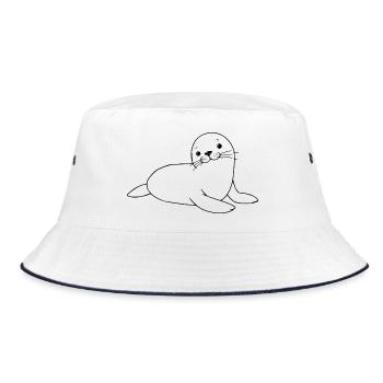 Robbe Seehund Robben Seehunde - Bucket Hat - Weiß/Navy - Vorne