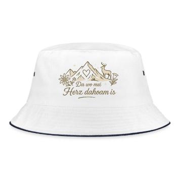 Bergherz at home – love of the Alps - Bucket Hat - white/navy - Front