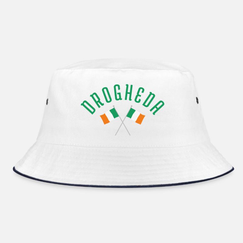 Drogheda Crossed Irish Flags Emblem - Bucket Hat - white/navy