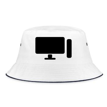 Minimal PC Setup Icon – Gamer Design - Bucket Hat - white/navy - Front