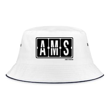Amsterdam AMS, souvenir de t-shirt à capuche de ville - Bob - blanc/marine - Devant