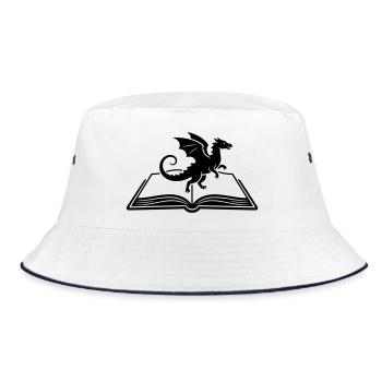 Dragon on Book Fantasy - Bucket Hat - white/navy - Front