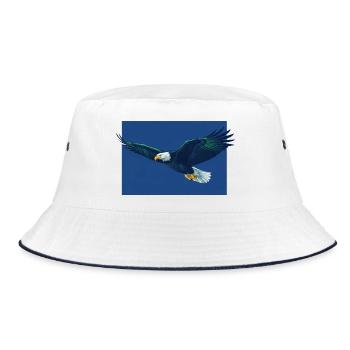 Eagle Flight in Blue Sky, Seattle, Seahawks - Bucket Hat - white/navy - Front