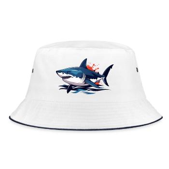 Requin bleu des profondeurs avec éclaboussures rouges Requin blanc - Bob - blanc/marine - Devant