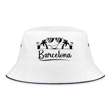 Barcelona - Bucket Hat - Weiß/Navy - Vorne