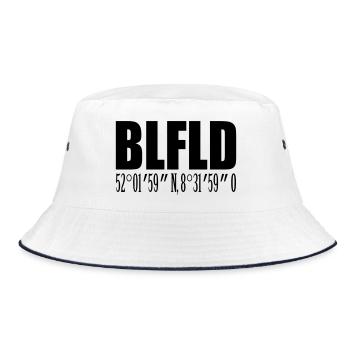 Bielefeld mit Koordinaten - Bucket Hat - Weiß/Navy - Vorne