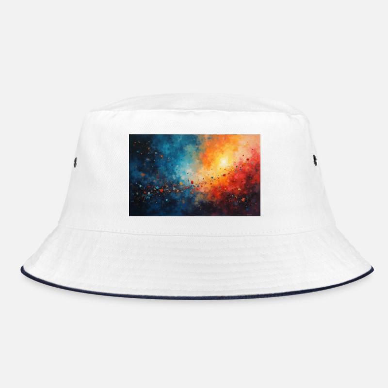 Cosmic Dawn Abstract Splash - Bucket Hat - white/navy