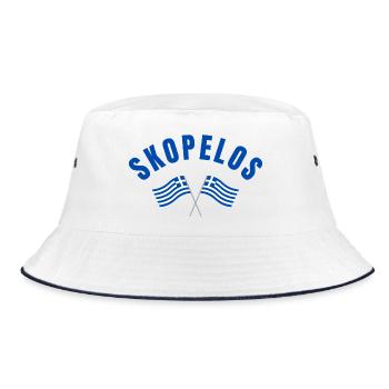 Skopelos Griechische Flaggenemblem - Bucket Hat - Weiß/Navy - Vorne