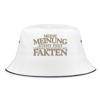 Meine Meinung steht fest Retro Spruch Design - Bucket Hat - Weiß/Navy - Vorne