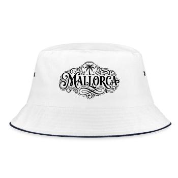 Mallorca lettering palm tree - Bucket Hat - white/navy - Front