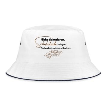 Nicht diskutieren. Schokolade bringen. - Bucket Hat - Weiß/Navy - Vorne