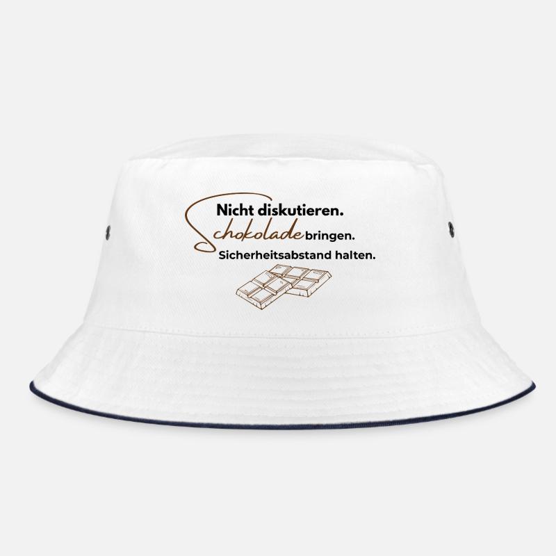 Nicht diskutieren. Schokolade bringen. - Bucket Hat - Weiß/Navy