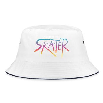 Skater Retro Colorful Gradient Script Street Art - Bucket Hat - white/navy - Front
