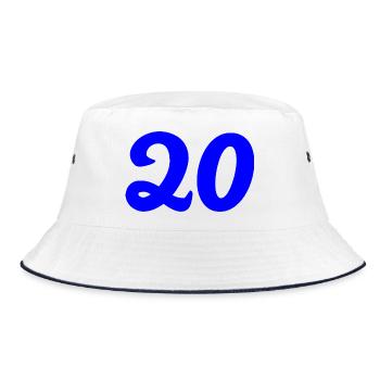 20. 20. JAHRESTAG. 20-JÄHRIGES JUBILÄUM. 20 JAHRE. - Bucket Hat - Weiß/Navy - Vorne
