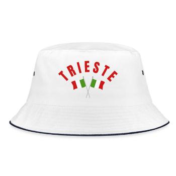 Trieste Italian Flags Cross Emblem - Bucket Hat - white/navy - Front