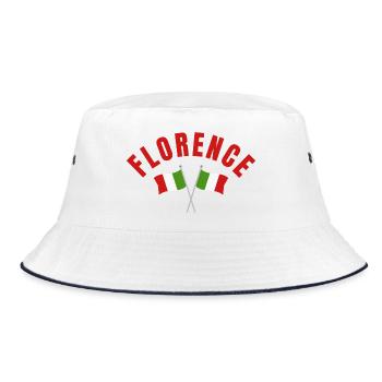 Florence Italian Flagcrest Emblem - Bucket Hat - white/navy - Front