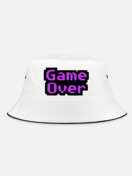  Game Over Pixel Retro - Bucket Hat - Weiß/Navy - Vorne